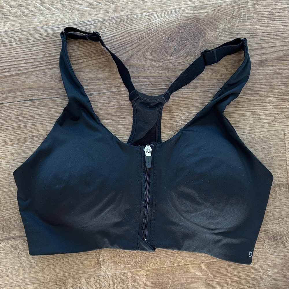 DSG Black Zip-Front Sports Bra